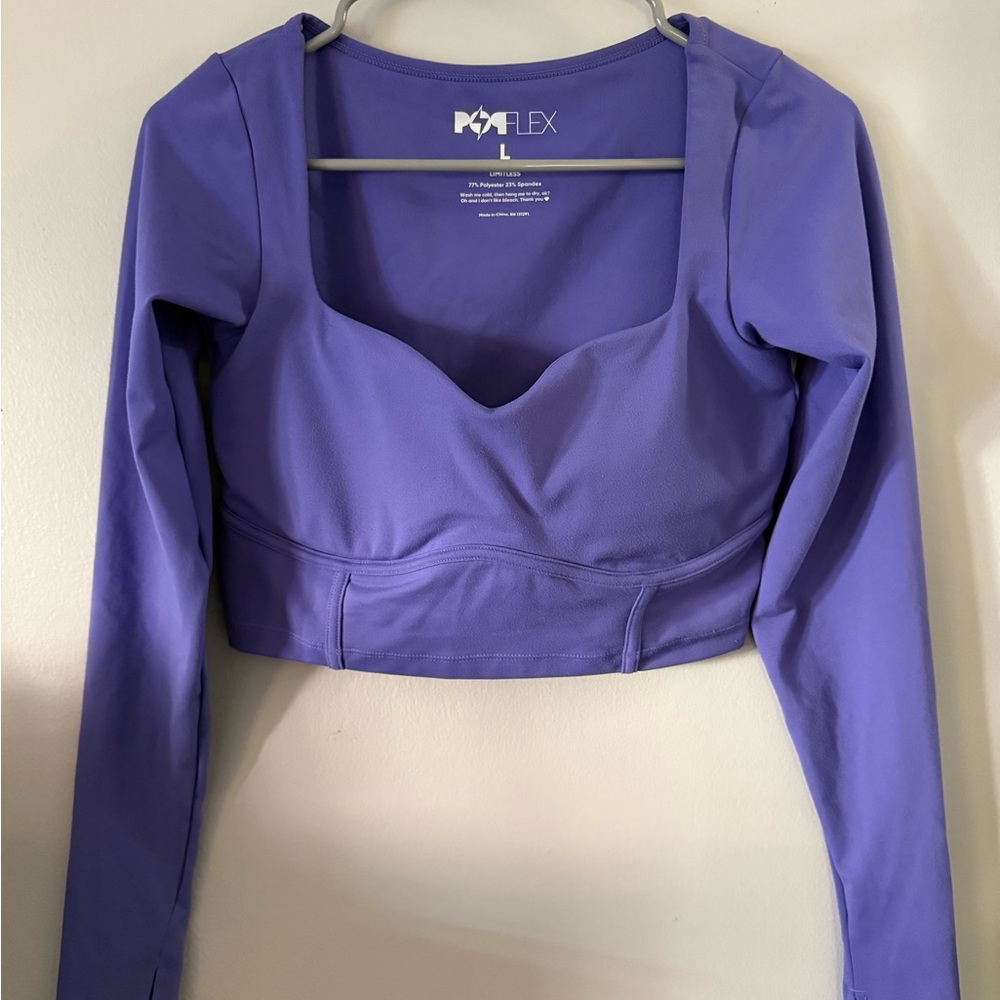 POPFLEX Lavender Long Sleeve Crop Top